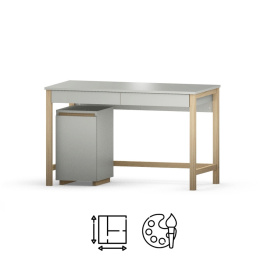 B-DES5/2 biurko z szufladami i kontenerkiem do przechowywania. Drewniany stelaż, różne rozmiary, kolory i materiały do wyboru
